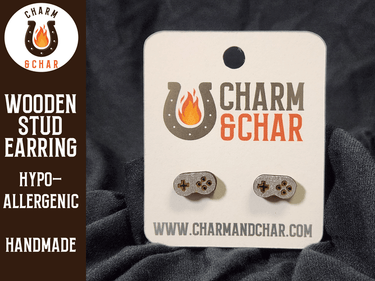 Video Game Controller Wood Stud Earrings - Lifestyle Fashion Earring - Stud Earring - Charm and Char